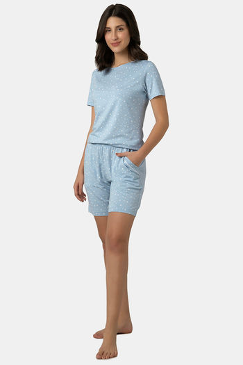Amante Cotton Elastane Shorts - Celestial Blue Print — image 5